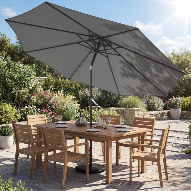 Outdoor Umbrella with UV Protection, Tilt Function, Dark Grey