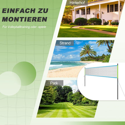 Outdoor-Volleyballnetzset, höhenverstellbar, grün, 9,5 x 1 m
