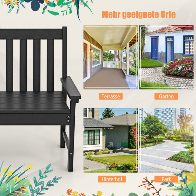 Wetterfeste Gartenbank aus HDPE für 2-3 Personen