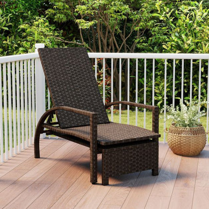 Outdoor Wicker Chaise Lounge with Adjustable Backrest