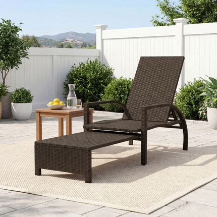 Outdoor Wicker Chaise Lounge with Adjustable Backrest