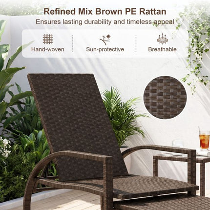 Outdoor Wicker Chaise Lounge with Adjustable Backrest