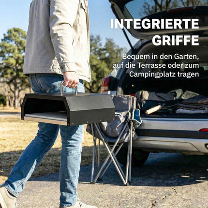 Holzbefeuerter Outdoor-Pizzaofen, 3-in-1 mit Pizzastein & -schieber