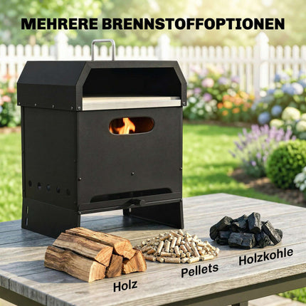 Holzbefeuerter Outdoor-Pizzaofen, 3-in-1 mit Pizzastein & -schieber