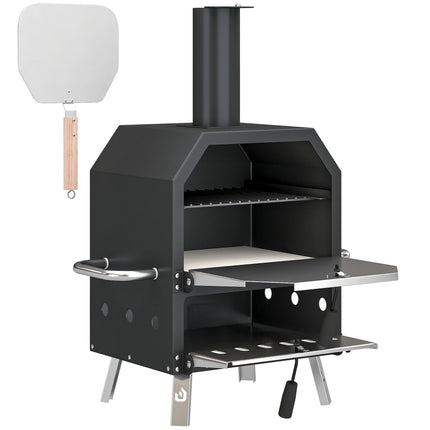 Holzbefeuerter Pizzaofen für den Außenbereich, Edelstahl, 2-etagig
