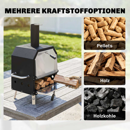 Holzbefeuerter Pizzaofen für den Außenbereich, Edelstahl, 2-etagig
