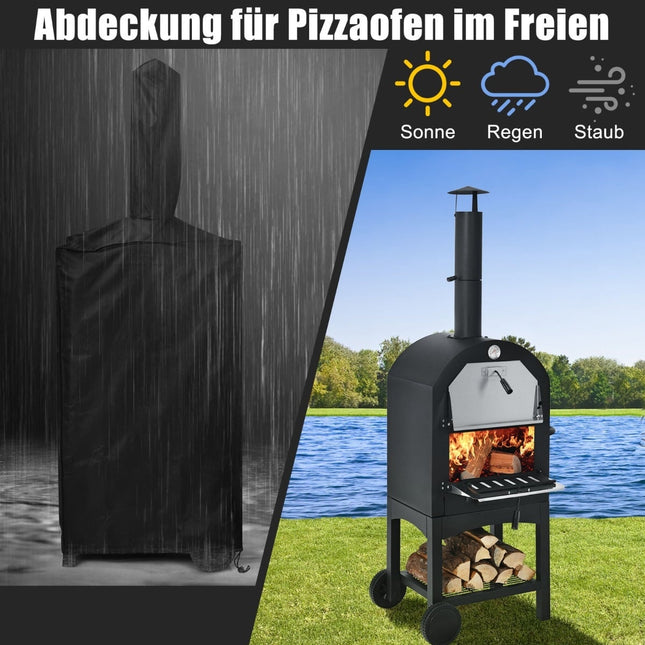 Holzofen-Pizzaofen für den Außenbereich mit Rädern und Thermometer