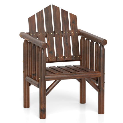 Outdoor Wooden Armchair – High Back, Pine & Fir Wood, Brown
