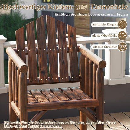 Outdoor Wooden Armchair – High Back, Pine & Fir Wood, Brown