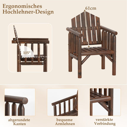 Outdoor Wooden Armchair – High Back, Pine & Fir Wood, Brown