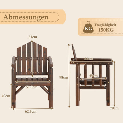 Outdoor Wooden Armchair – High Back, Pine & Fir Wood, Brown