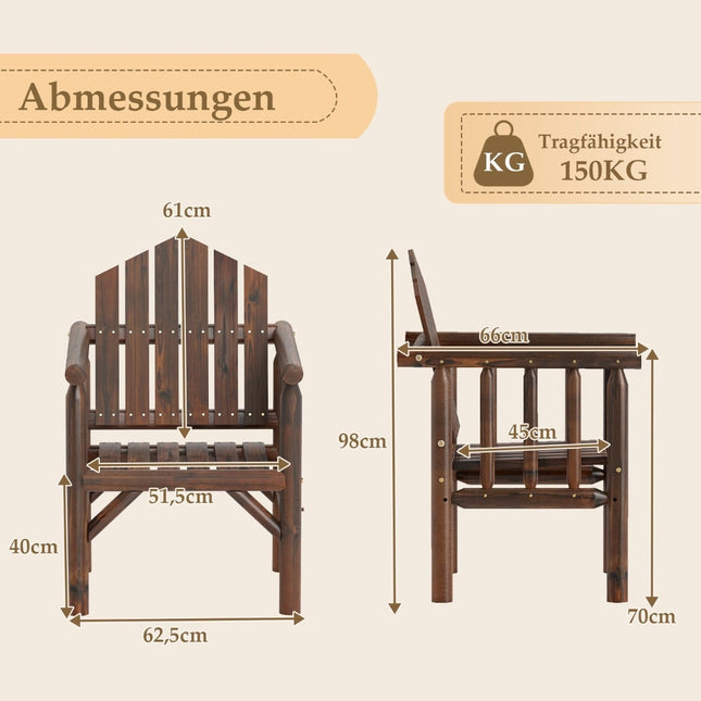 Gartenholz-Sessel – Hochlehner, Kiefer & Tanne, Braun