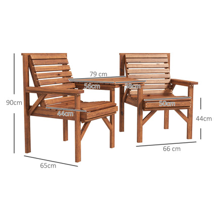 Outdoor-Balkonmöbel-Set aus Holz mit Tisch und Schirmloch