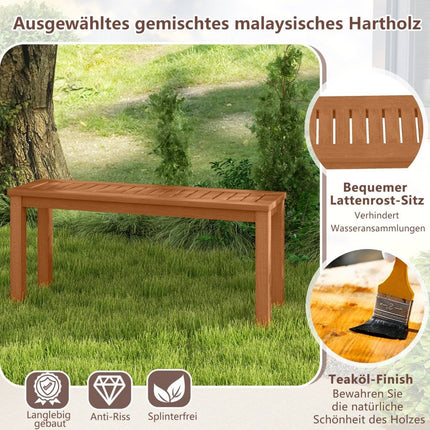 Outdoor Wooden Bench, 2-Seater, Teak Oil Finish, 150kg Capacity
