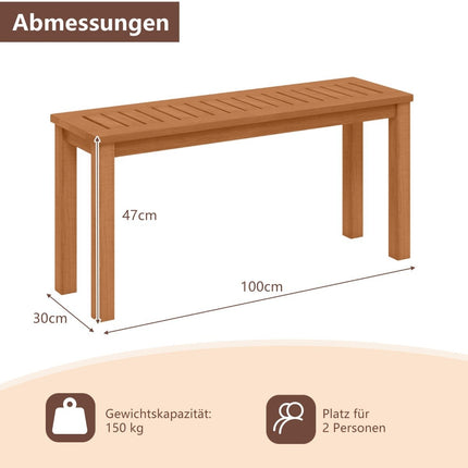 Outdoor Wooden Bench, 2-Seater, Teak Oil Finish, 150kg Capacity
