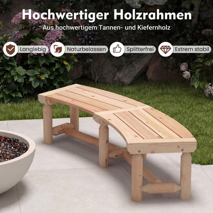 Gartenbank aus Holz, geschwungenes Design, 2-3 Sitzer, 325 kg Tragkraft