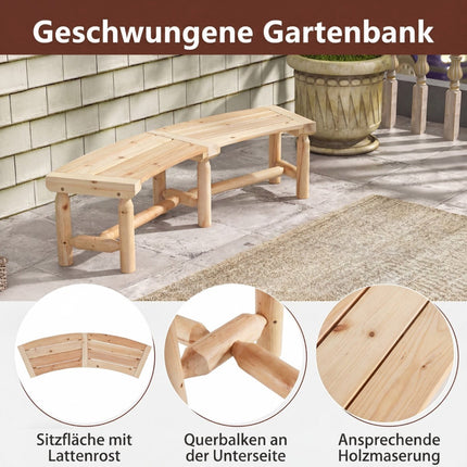 Gartenbank aus Holz, geschwungenes Design, 2-3 Sitzer, 325 kg Tragkraft