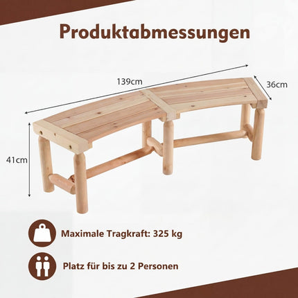 Gartenbank aus Holz, geschwungenes Design, 2-3 Sitzer, 325 kg Tragkraft