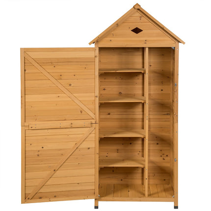 Gartenschrank aus Holz mit 5 Einlegeböden, 70x35,5x160 cm