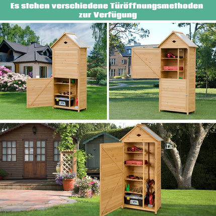 Gartenschrank aus Holz mit 5 Einlegeböden, 70x35,5x160 cm