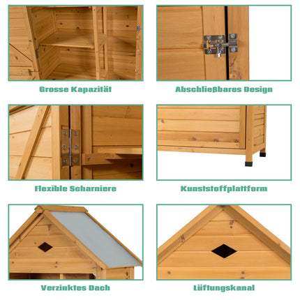 Gartenschrank aus Holz mit 5 Einlegeböden, 70x35,5x160 cm