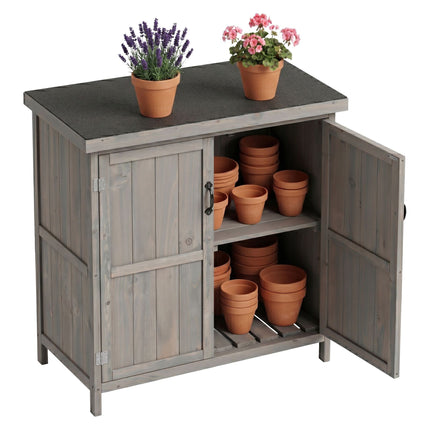 Gartenschrank aus Holz, Grau, 88x75x44 cm