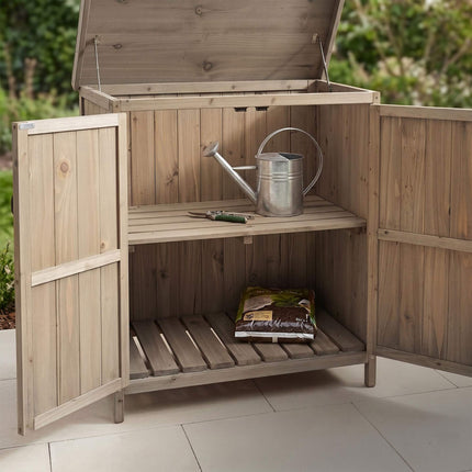 Gartenschrank aus Holz, Grau, 88x75x44 cm