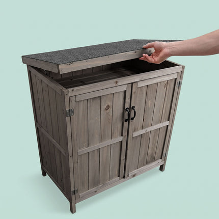 Gartenschrank aus Holz, Grau, 88x75x44 cm