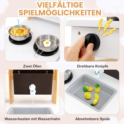 Matschküche aus Holz für draußen mit Wasserfunktion, 2-in-1 Spielset