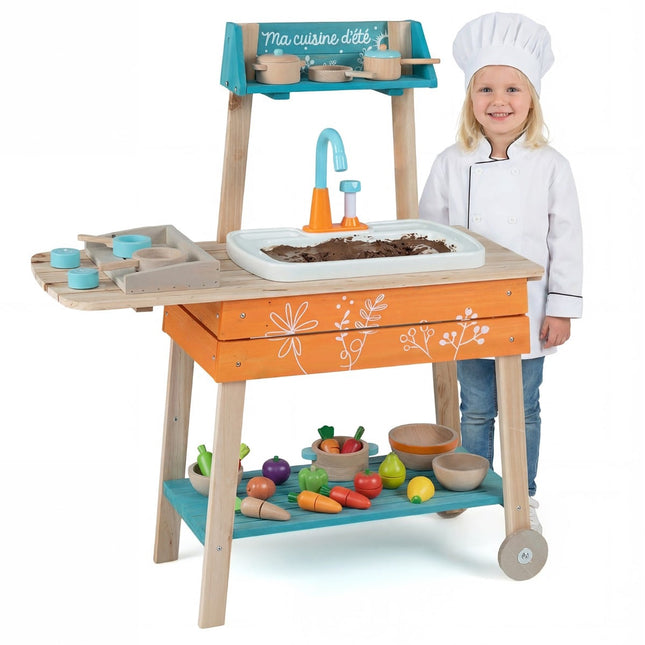 Outdoor-Holzspielküche mit Spüle & Regalen