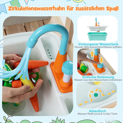 Outdoor Wooden Play Kitchen with Sink & Shelves