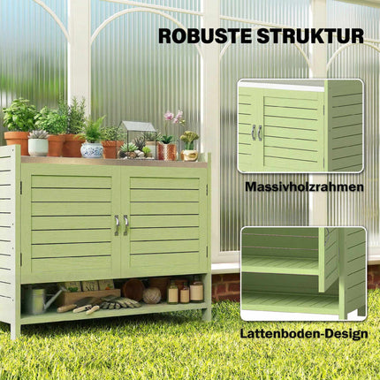 Gärtnertisch aus Holz mit Stauraum, grün, 88x40x70,5 cm
