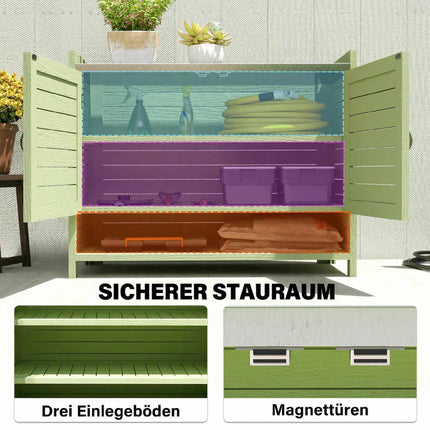 Gärtnertisch aus Holz mit Stauraum, grün, 88x40x70,5 cm