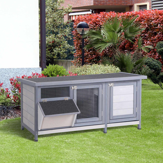 Outdoor Wooden Rabbit Hutch with Asphalt Roof, 112x50x54 cm