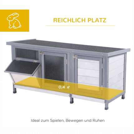 Hasenstall aus Holz für draußen mit Asphalt-Dach, 112x50x54 cm