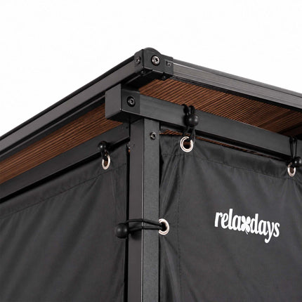 Outdoor XXL Firewood Rack with Roof and Protective Cover, Steel, Black