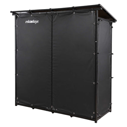 Outdoor XXL Firewood Rack with Roof and Protective Cover, Steel, Black