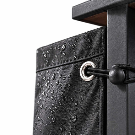 Outdoor XXL Firewood Rack with Roof and Protective Cover, Steel, Black