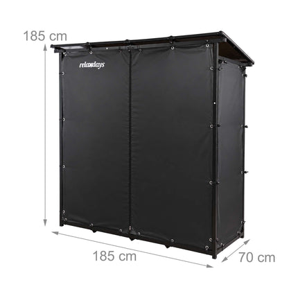 Outdoor XXL Firewood Rack with Roof and Protective Cover, Steel, Black