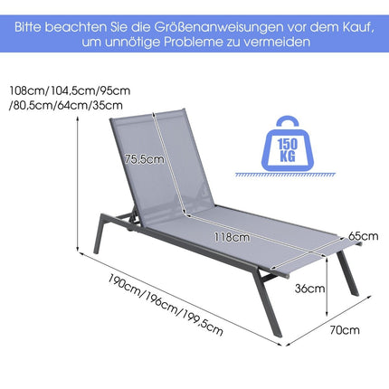 Outdoor adjustable deck chair with flat lying position and quick-drying fabric