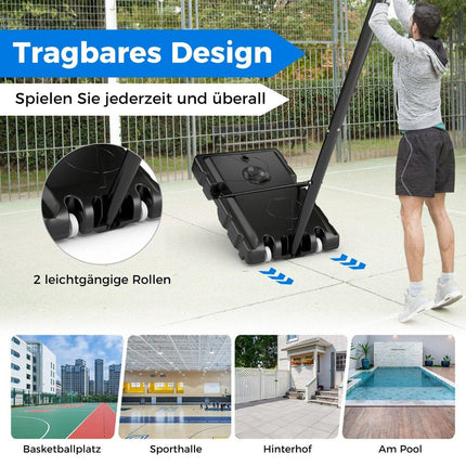 Outdoor basketball hoop 135/143-305 cm height-adjustable basketball stand with 2 wheels