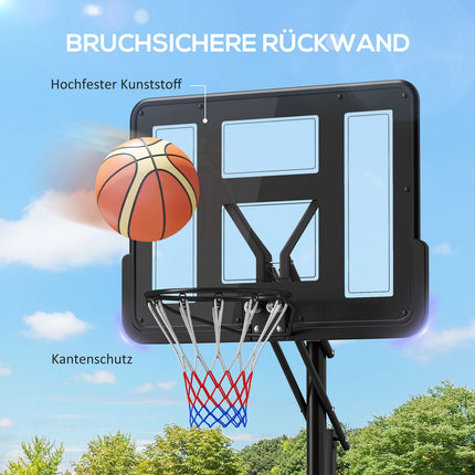 Verstellbarer Outdoor-Basketballkorb mit Rollen, 230-305 cm