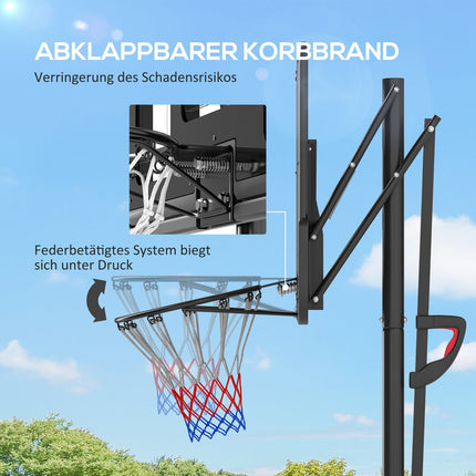 Verstellbarer Outdoor-Basketballkorb mit Rollen, 230-305 cm