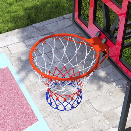 Panier de basket extérieur pour enfants, 200-260 cm, support de basket réglable en hauteur avec roulettes, sac de lestage, système de basket avec support pour enfants à partir de 6 ans, rouge