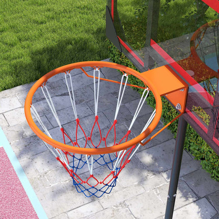 Outdoor basketbalring voor kinderen, 210-260 cm in hoogte verstelbare basketbalstandaard op wielen, basketbalsysteem met standaard voor kinderen vanaf 6 jaar, rood