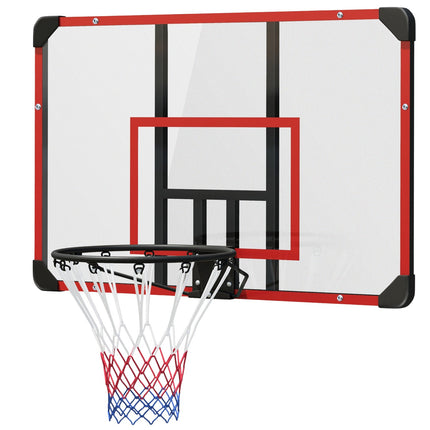 Panier de basket, panier de basket, filet de basket avec panier, fixation murale, extérieur, acier, 113 x 61 x 73 cm, rouge