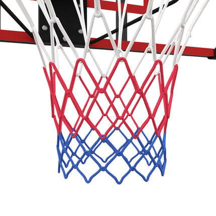 Panier de basket, panier de basket, filet de basket avec panier, fixation murale, extérieur, acier, 113 x 61 x 73 cm, rouge