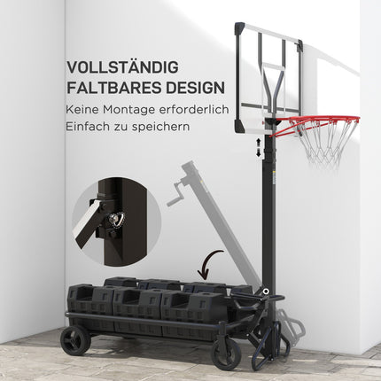 Verstellbarer Outdoor-Basketballkorb mit Rollen, 130–310 cm
