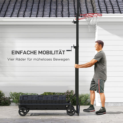 Verstellbarer Outdoor-Basketballkorb mit Rollen, 130–310 cm