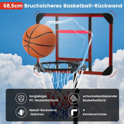 Outdoor Basketballkorb mit Ständer 155-210cm höhenverstellbar Basketballständer Schwarz